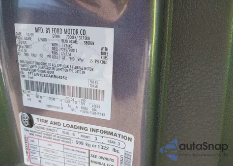 2010 Ford F-150 Xl/Xlt from USA, damaged, VIN 1FTEW1E8XAKB04252